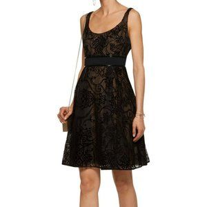 MARCHESA NOTTE Flocked Silk-Tulle Dress Black 0